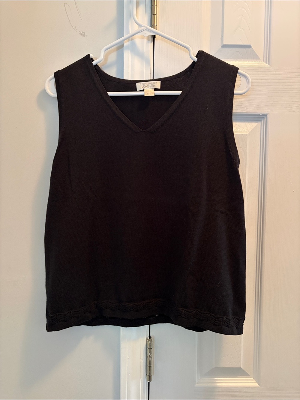 Christopher & Banks Black V-Neck Sleeveless Knit Tank